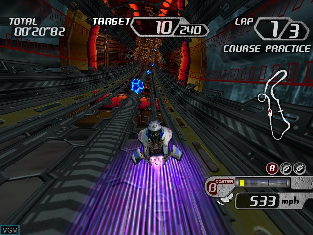 In-game screen of the game Tube Slider - The Championship of Future Formula on Nintendo GameCube