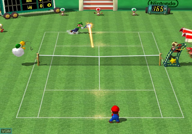 In-game screen of the game Mario Power Tennis on Nintendo GameCube