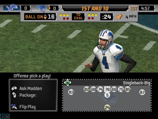 In-game screen of the game Madden NFL 06 on Nintendo GameCube
