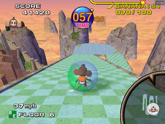 In-game screen of the game Super Monkey Ball on Nintendo GameCube