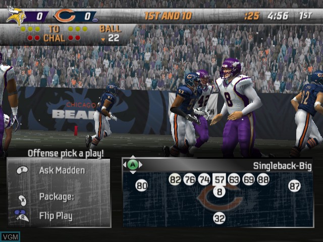 In-game screen of the game Madden NFL 08 on Nintendo GameCube
