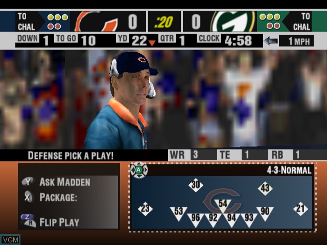 In-game screen of the game Madden NFL 2004 on Nintendo GameCube