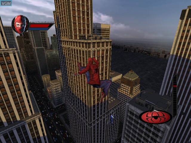 In-game screen of the game Spider-Man - The Movie on Nintendo GameCube