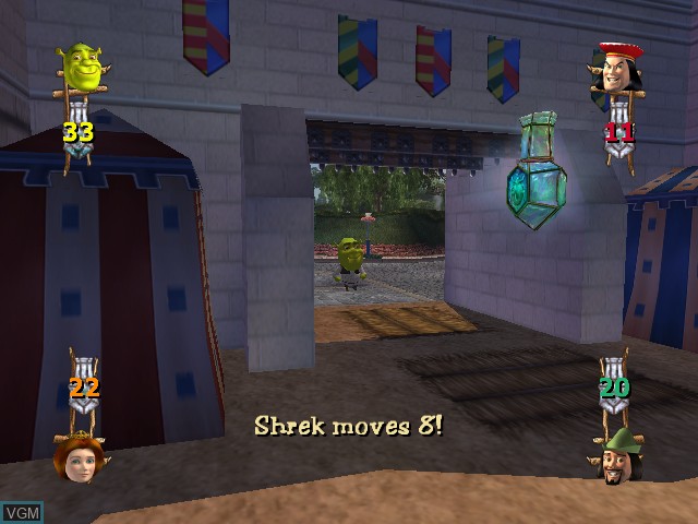 In-game screen of the game Shrek - Super Party on Nintendo GameCube