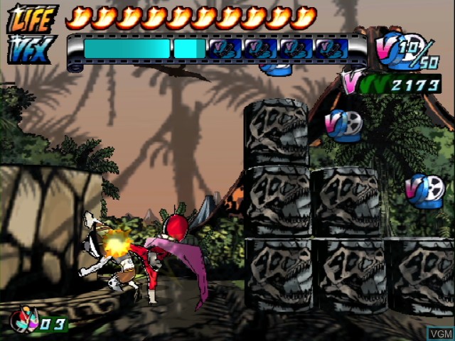 In-game screen of the game Viewtiful Joe 2 on Nintendo GameCube