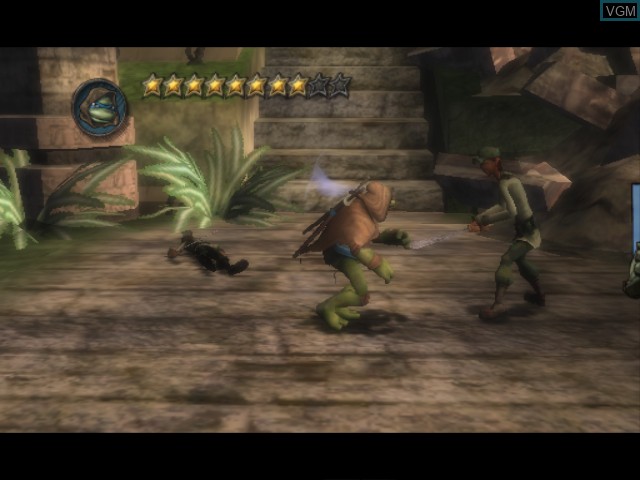 In-game screen of the game TMNT on Nintendo GameCube