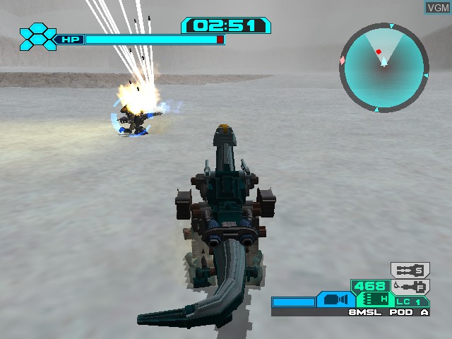 In-game screen of the game Zoids Vs. III on Nintendo GameCube