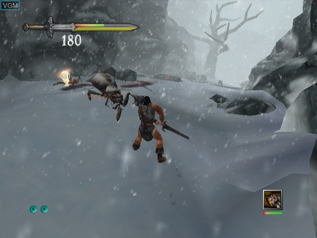 In-game screen of the game Conan on Nintendo GameCube