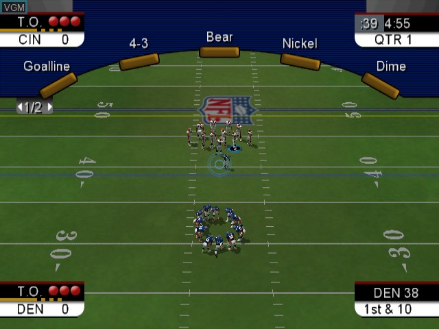 In-game screen of the game NFL 2K3 on Nintendo GameCube