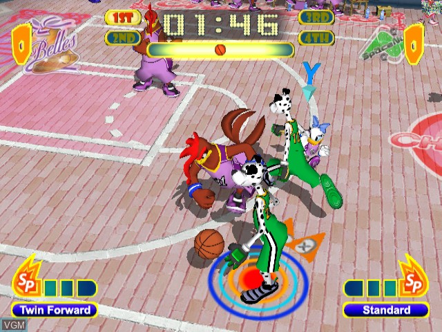 In-game screen of the game Disney Sports - Basketball on Nintendo GameCube