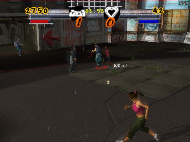 In-game screen of the game Urban Freestyle Soccer on Nintendo GameCube