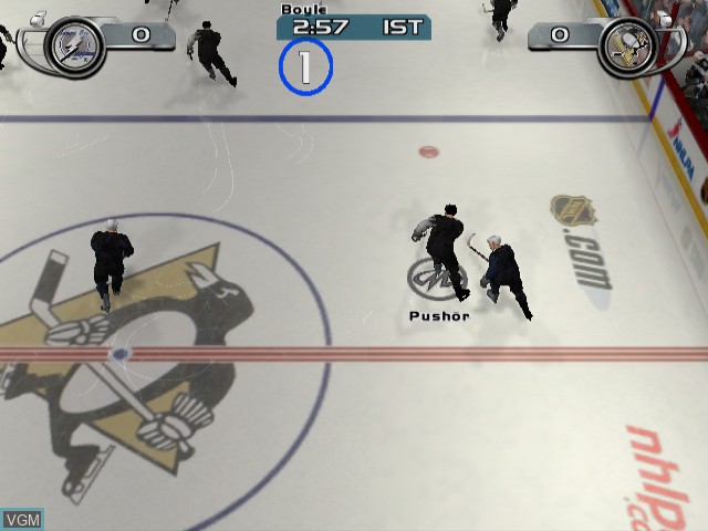 In-game screen of the game NHL Hitz Pro on Nintendo GameCube
