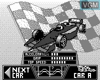 Menu screen of the game Indy 500 on Tiger Game.com