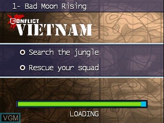 Menu screen of the game Conflict - Vietnam on Tiger Gizmondo