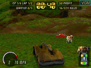 In-game screen of the game Carmageddon on Tiger Gizmondo