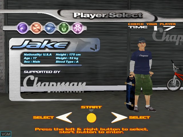 Menu screen of the game Air Trix on Sega Hikaru