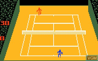 In-game screen of the game Championship Tennis on Mattel Intellivision