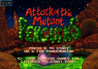 Title screen of the game Attack of the Mutant Penguins on Atari Jaguar