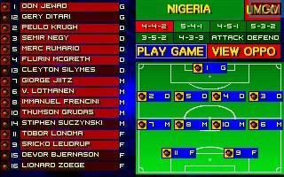 Menu screen of the game International Sensible Soccer on Atari Jaguar
