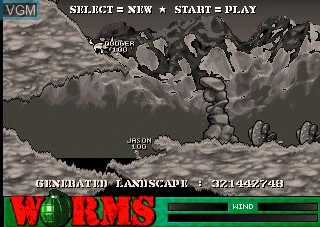 Menu screen of the game Worms on Atari Jaguar