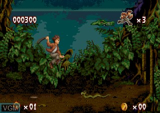 In-game screen of the game Pitfall - The Mayan Adventure on Atari Jaguar