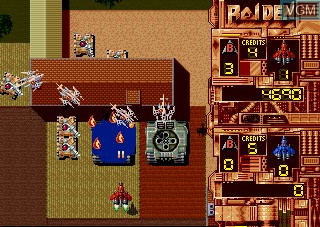 In-game screen of the game Raiden on Atari Jaguar