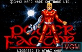 Title screen of the game Power Factor on Atari Lynx