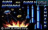 Title screen of the game Super Asteroids & Missile Command on Atari Lynx