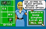 Menu screen of the game Jimmy Connors' Tennis on Atari Lynx