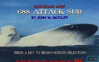 Title screen of the game 688 Attack Sub on MS-DOS