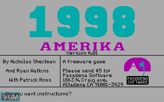 Title screen of the game 1998 Amerika on MS-DOS