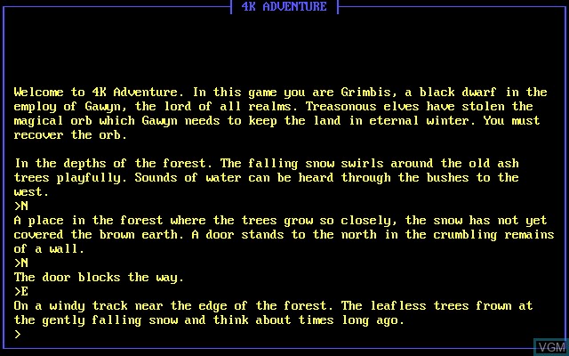 In-game screen of the game 4K Adventure on MS-DOS