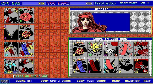 In-game screen of the game 1995Card+ on MS-DOS