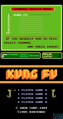 Title screen of the game PlayChoice-10 - Kung Fu on MAME