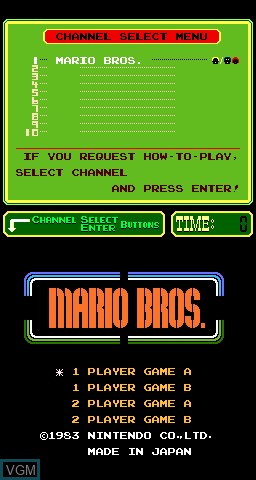 Title screen of the game PlayChoice-10 - Mario Bros. on MAME