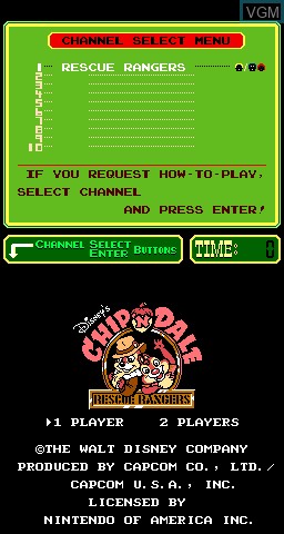 Title screen of the game PlayChoice-10 - Chip'n Dale - Rescue Rangers on MAME