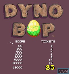 Title screen of the game Dyno Bop on MAME