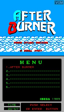 Title screen of the game MegaTech - After Burner on MAME