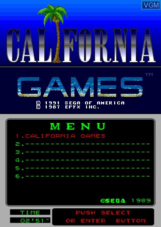 Title screen of the game MegaTech - California Games on MAME
