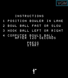 Menu screen of the game 3-D Bowling on MAME