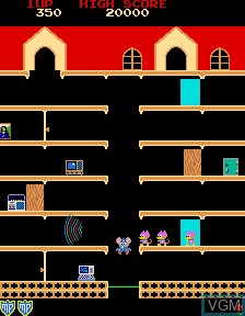 In-game screen of the game Mappy on MAME