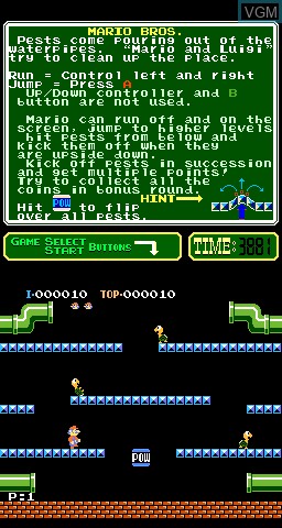 In-game screen of the game PlayChoice-10 - Mario Bros. on MAME