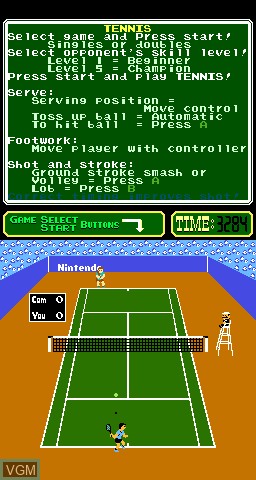 In-game screen of the game PlayChoice-10 - Tennis on MAME