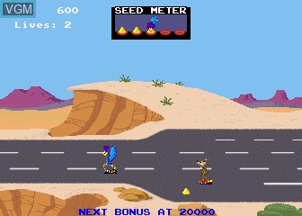 In-game screen of the game Road Runner on MAME
