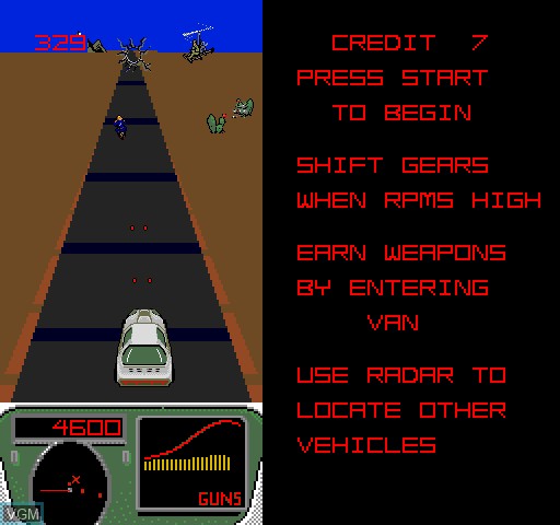 In-game screen of the game Spy Hunter 2 on MAME
