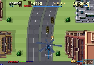In-game screen of the game Thunder Blade on MAME