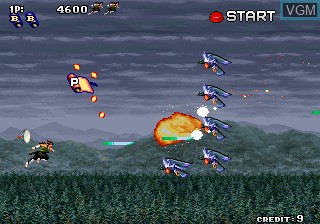 In-game screen of the game Tengai / Sengoku Blade - Sengoku Ace Episode II on MAME