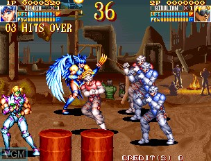 In-game screen of the game Guardians / Denjin Makai II on MAME