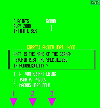 In-game screen of the game Sexual Trivia on MAME