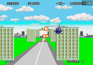 In-game screen of the game MegaTech - Super Thunder Blade on MAME